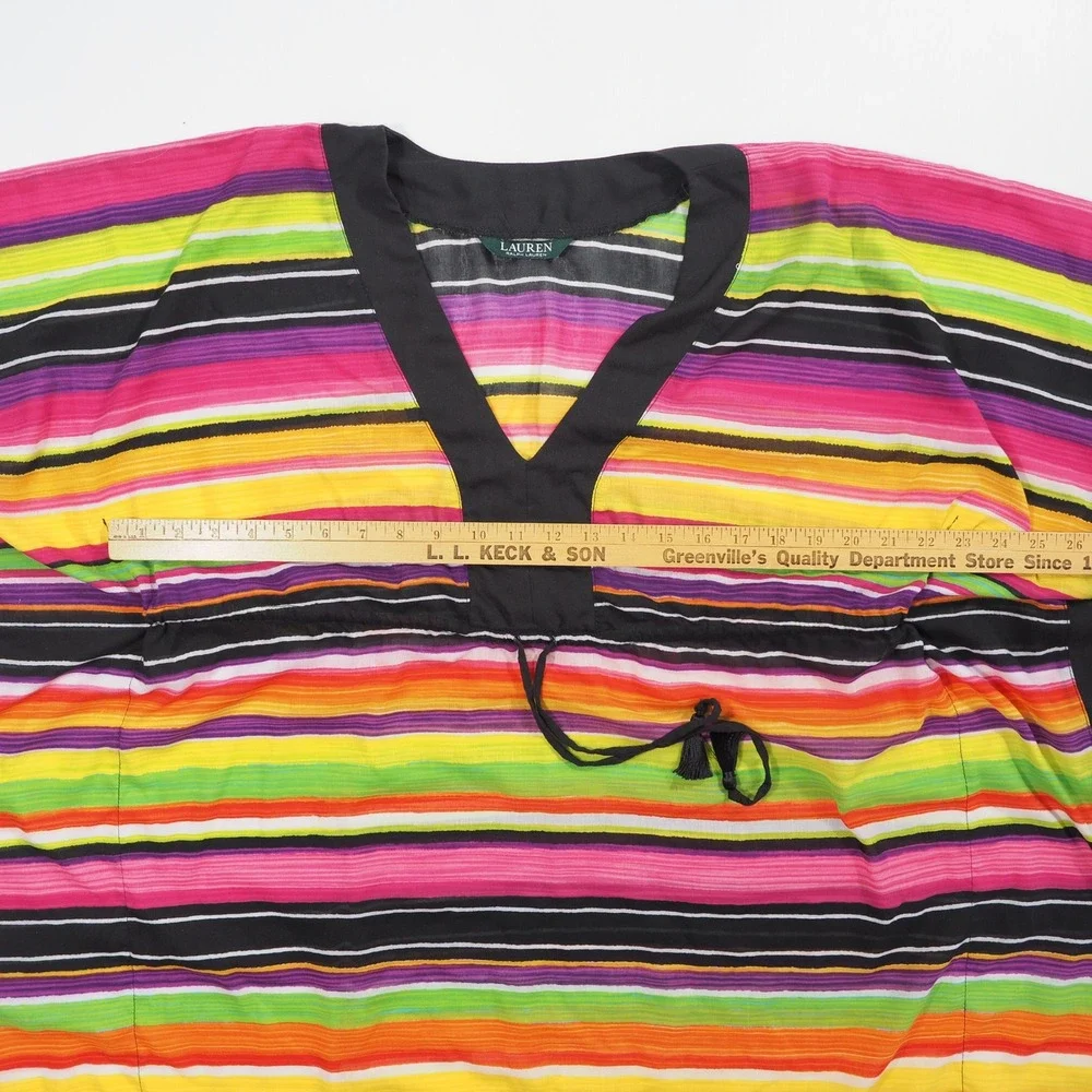 Lauren Ralph Lauren Kaftan Womens Large Stripe Tunic Swim Cover Up Cinch Waist